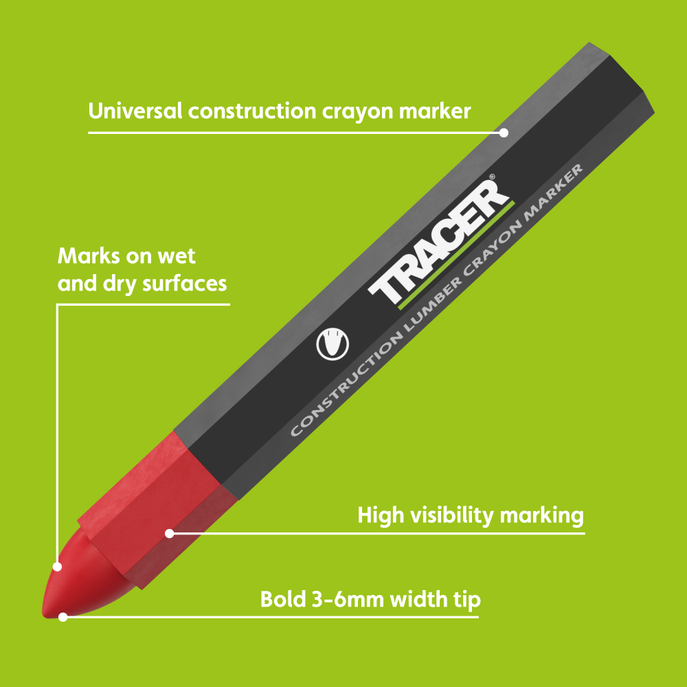 OXACM2-TRACER Construction Lumber Crayon Markers (12pc) - Red