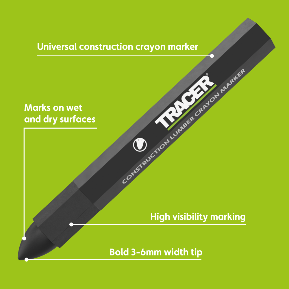 OXACM1-TRACER Construction Lumber Crayon Markers (12pc) - Black