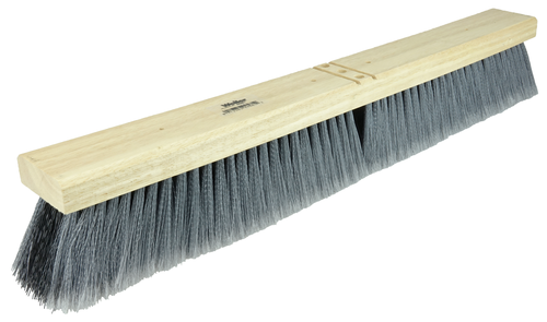 FB44581 Weiler Brush 24" Flagged Grey Border with Stiff Black Synthetic Center Medium Sweeping Brush 3" Trim Length