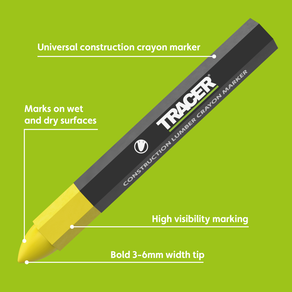 OXACM3-TRACER Construction Lumber Crayon Markers (12pc) - Yellow